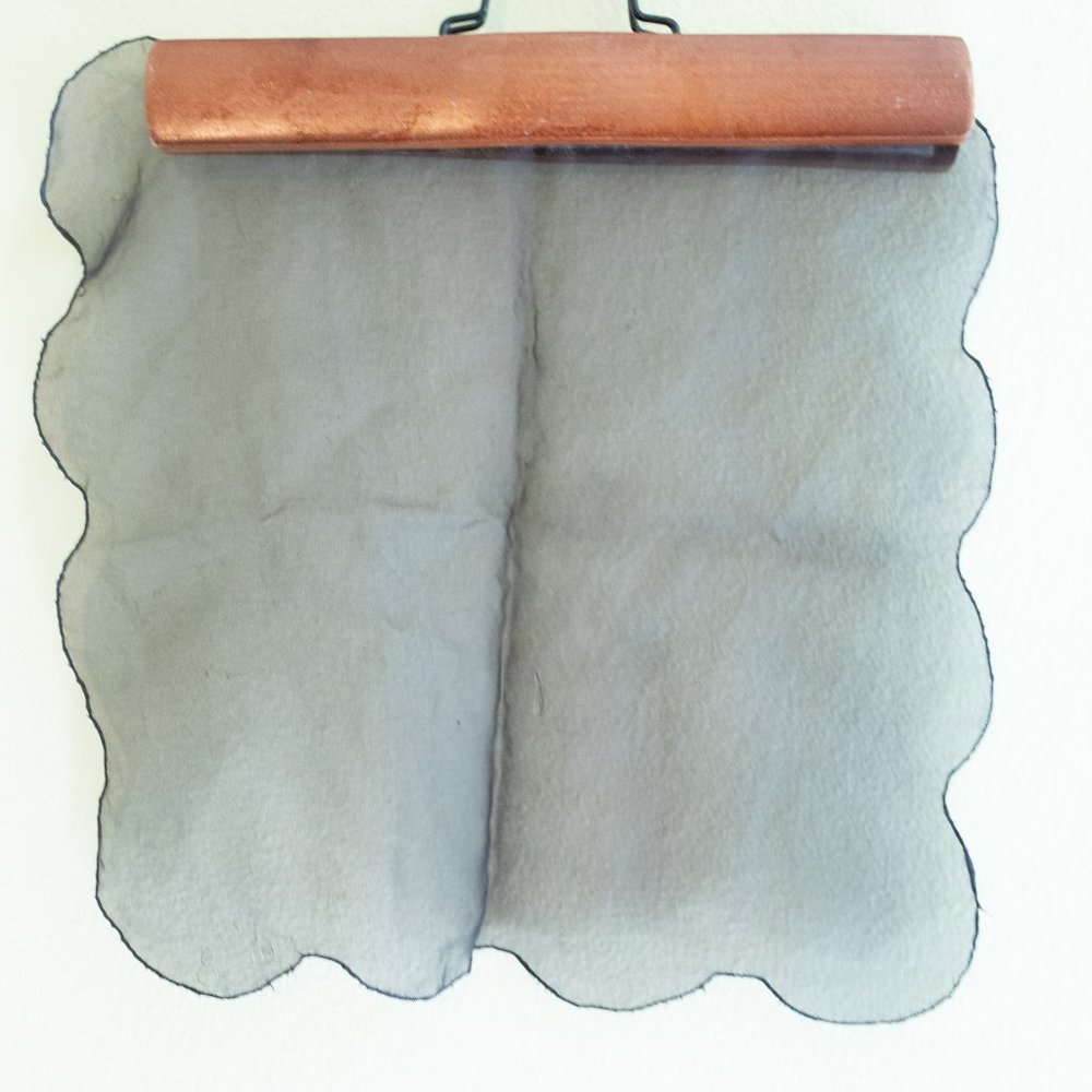 Black see-through handkerchief with scalloped edge